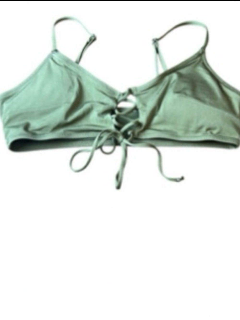 H&M Green Bikini TOP with‎ Adjustable Straps and Front Tie